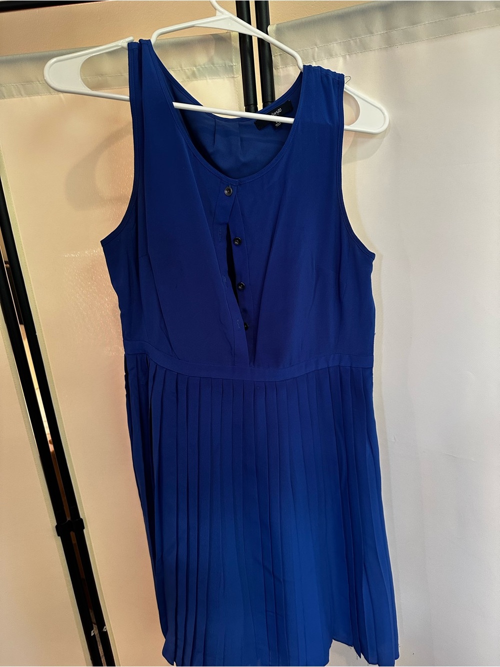 Madewell 100% silk Royal Blue Pleated Mini Dress